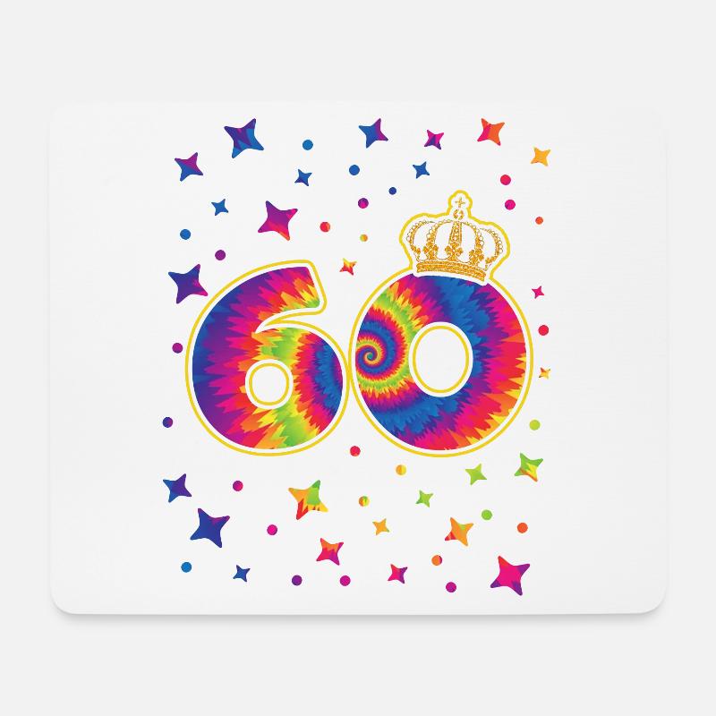 Tie-dye 60. Geburtstag Party 60 Jahre Alter - Mousepad (Querformat) - Weiß