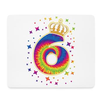 Tie-dye 6. Geburtstagsfeier 6 Jahre Alter - Mousepad (Querformat) - Weiß - Vorne