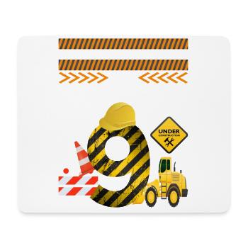 I will be 9 9th birthday construction theme party - Mouse Pad (horizontal) - white - Front