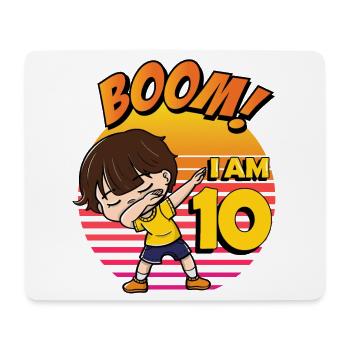 Boom I'm 10 | Birthday Boy | 10th Birthday Party - Mouse Pad (horizontal) - white - Front