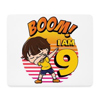 Boom I'm 9 | Birthday Boy | 9th Birthday Party - Mouse Pad (horizontal) - white - Front