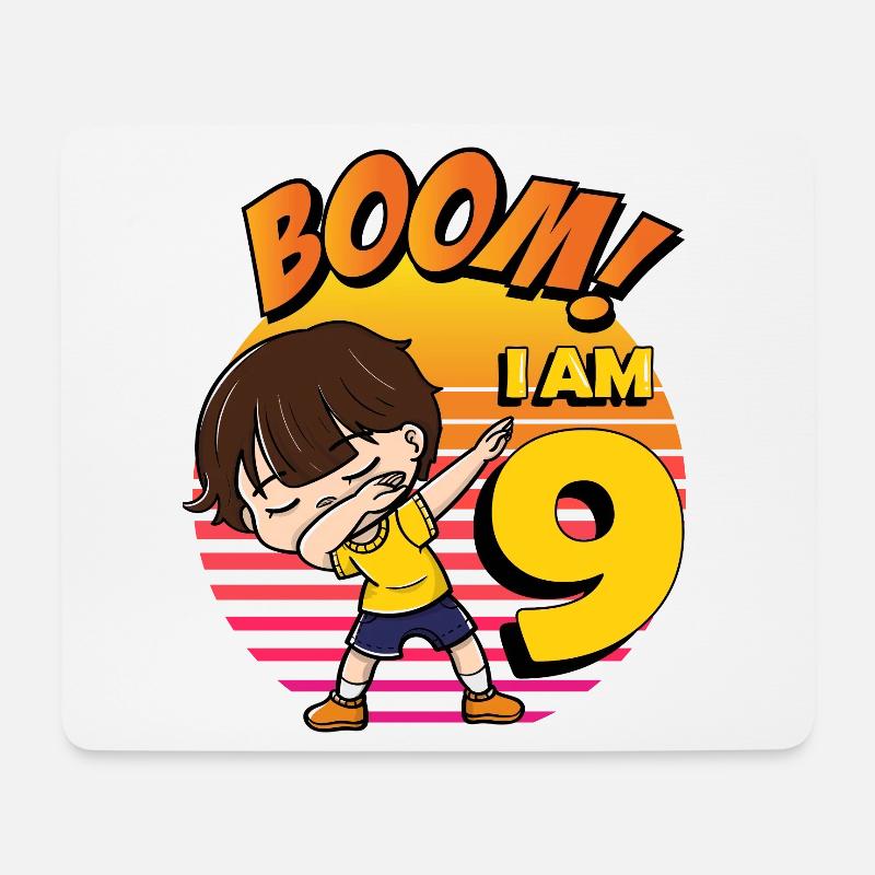 Boom I'm 9 | Birthday Boy | 9th Birthday Party - Mousepad (Querformat) - Weiß
