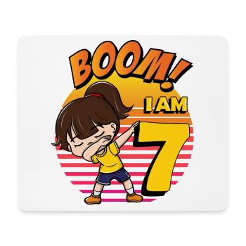Boom I am 7 | Birthday Girl | 7th Birthday Party - Mousepad (Querformat) - Weiß - Vorne
