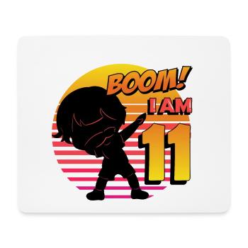 Boom J’ai 11 | Anniversaire Garçon | Fête du 11e anniversaire - Tapis de souris (format paysage) - blanc - Devant