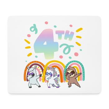 4. Geburtstag Dabbing Llama Einhorn Faultier | 4. - Mousepad (Querformat) - Weiß - Vorne