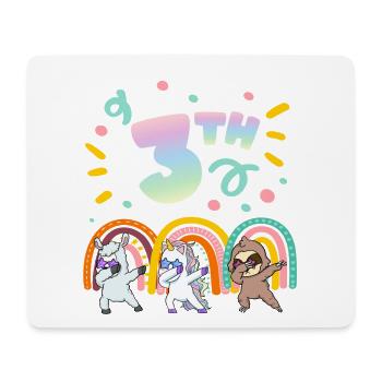 3rd Birthday Dabbing Llama Einhorn Faultier | 3rd - Mousepad (Querformat) - Weiß - Vorne