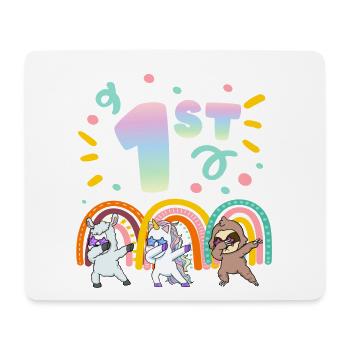 1st Birthday Dabbing Llama Unicorn Sloth | 1st - Mouse Pad (horizontal) - white - Front