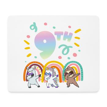 9. Geburtstag Dabbing Llama Einhorn Faultier | 9. - Mousepad (Querformat) - Weiß - Vorne