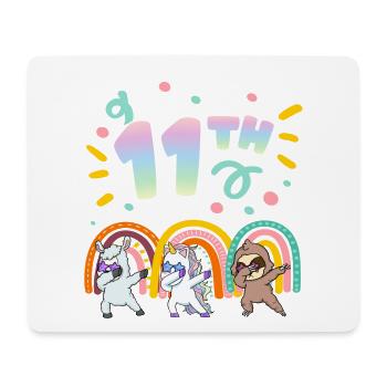 11. Geburtstag Dabbing Llama Einhorn Faultier | - Mousepad (Querformat) - Weiß - Vorne