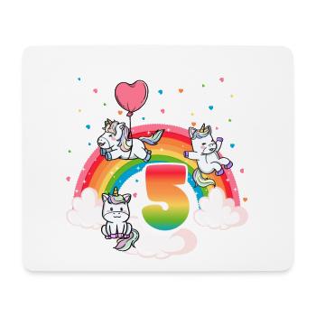 5ème anniversaire Rainbow Unicorn Thème Anniversaire - Tapis de souris (format paysage) - blanc - Devant