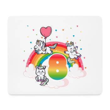 8th Birthday Rainbow Unicorn Theme Birthday - Mouse Pad (horizontal) - white - Front