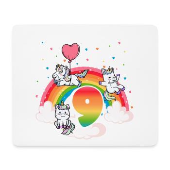 9th Birthday Rainbow Unicorn Theme Birthday - Mouse Pad (horizontal) - white - Front