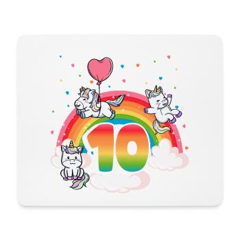 10th Birthday Dabbing Llama Unicorn Sloth | 10th - Mouse Pad (horizontal) - white - Front