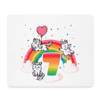7th Birthday Rainbow Unicorn Theme - Mouse Pad (horizontal) - white - Front