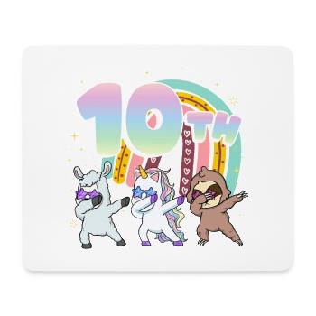 10. Geburtstag Dabbing Llama Einhorn Faultier | - Mousepad (Querformat) - Weiß - Vorne