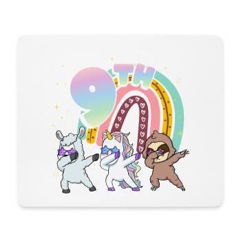 9. Geburtstag Dabbing Llama Einhorn Faultier | 9. - Mousepad (Querformat) - Weiß - Vorne