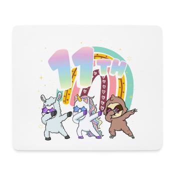 11. Geburtstag Dabbing Llama Einhorn Faultier | - Mousepad (Querformat) - Weiß - Vorne
