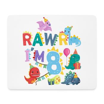 Rawr J’ai 8 | | de dinosaures Rawr 8e anniversaire - Tapis de souris (format paysage) - blanc - Devant
