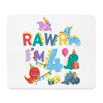Rawr Je suis 4 | | de dinosaures Rawr 4ème anniversaire - Tapis de souris (format paysage) - blanc - Devant