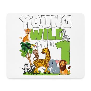 Junge Wilde Und 1 | Safari-tier-themen-geburtstag - Mousepad (Querformat) - Weiß - Vorne