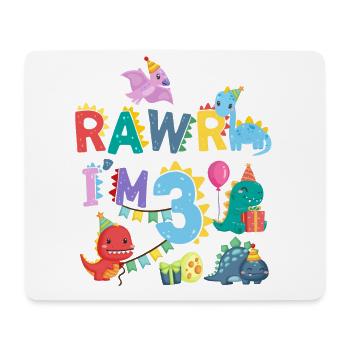 Rawr Je suis 3 | | de dinosaures Rawr 3ème anniversaire - Tapis de souris (format paysage) - blanc - Devant