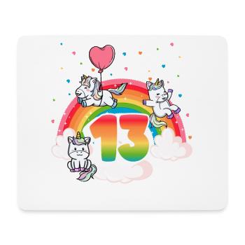 13th Birthday Rainbow Unicorn Theme - Mouse Pad (horizontal) - white - Front