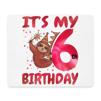 6th Birthday Cute Sloth Party Hat - Mouse Pad (horizontal) - white - Front