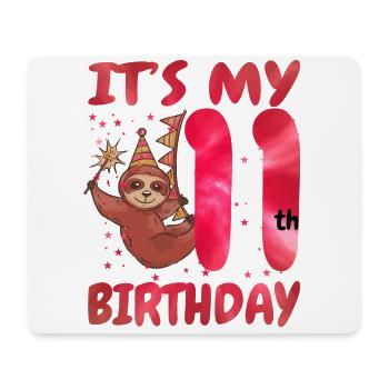 11th Birthday Cute Sloth Party Hat - Mouse Pad (horizontal) - white - Front