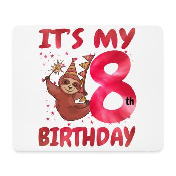 8th Birthday Cute Sloth Party Hat - Mouse Pad (horizontal) - white - Front