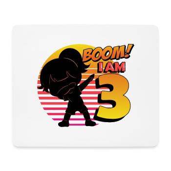 Boom J’ai 3 | Birthday Girl | Fête d’anniversaire 3rd - Tapis de souris (format paysage) - blanc - Devant