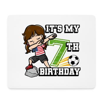Soccer Girl It's My 7th Birthday American - Mouse Pad (horizontal) - white - Front