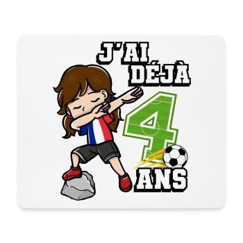 Fille de football C’est mon 4ème anniversaire - Tapis de souris (format paysage) - blanc - Devant