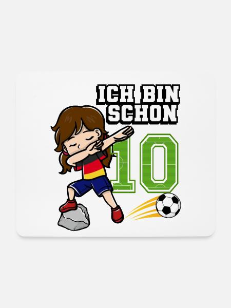 Fußball Mädchen Ich bin schon 10 Geburtstag - Mousepad (Querformat) - Weiß