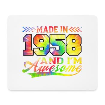 Fabriqué en 1958 et je suis génial Tie Dye coloré - Tapis de souris (format paysage) - blanc - Devant