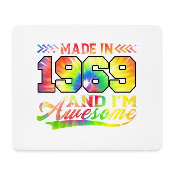 Fabriqué en 1969 et je suis génial Tie Dye coloré - Tapis de souris (format paysage) - blanc - Devant