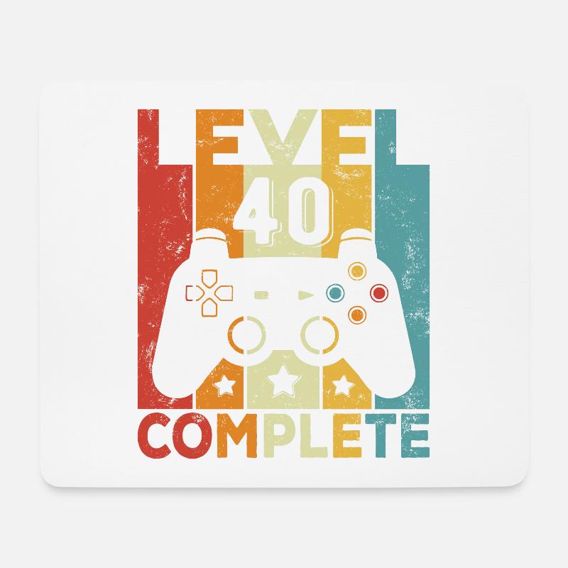 Level 40 Complete Geburtstag 40 Jahre Mann Frau - Mousepad (Querformat) - Weiß
