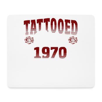 Tattooed Since 1970 Red Rose Theme - Mouse Pad (horizontal) - white - Front