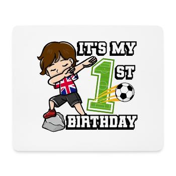 Soccer Boy C’est mon 1er anniversaire Royaume-Uni - Tapis de souris (format paysage) - blanc - Devant