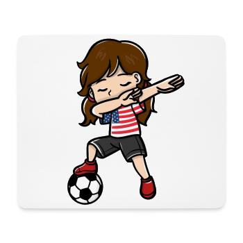 Dabbing Girl Soccer Player American Flag - Mouse Pad (horizontal) - white - Front