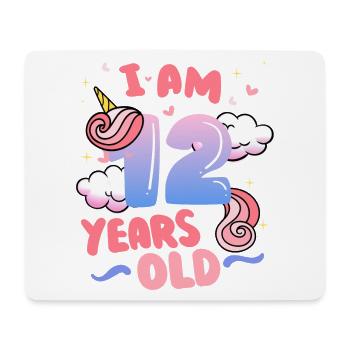 I am 12 years old | Unicorn theme | 12. - Mouse Pad (horizontal) - white - Front