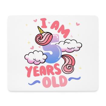 J’ai 5 ans | Thème Licorne | 5. - Tapis de souris (format paysage) - blanc - Devant