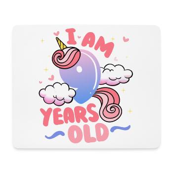 J’ai 9 ans | Thème Licorne | 9. - Tapis de souris (format paysage) - blanc - Devant