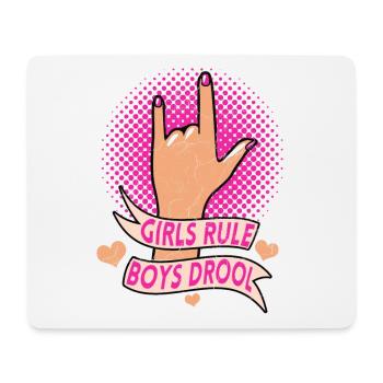 Girls Rule Boys Drool Feminist Women Empowerment - Tapis de souris (format paysage) - blanc - Devant