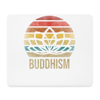 Buddhist Letter Buddhism Religion Retro Vintage - Mousepad (Querformat) - Weiß - Vorne