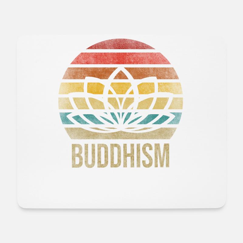 Buddhist Letter Buddhism Religion Retro Vintage - Mousepad (Querformat) - Weiß