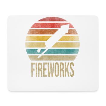 Fireworks Boom Rocket Going Up Launch Retro - Mousepad (Querformat) - Weiß - Vorne