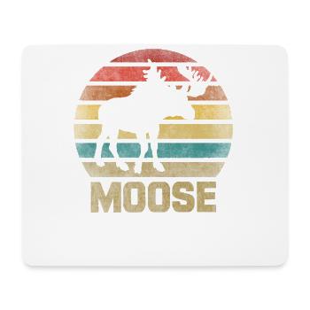 Moose Elk Deer Animal Retro Sunset - Mousepad (Querformat) - Weiß - Vorne