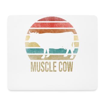 Muscle Cow Animal Retro Sunset - Mouse Pad (horizontal) - white - Front