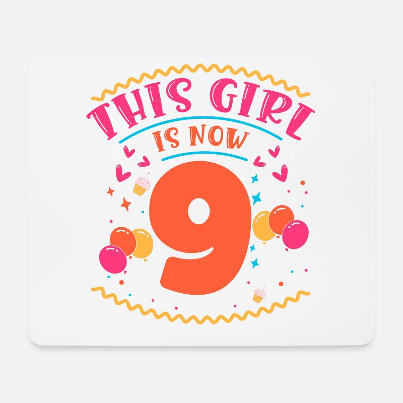 Dieses Mädchen Ist Jetzt 9 | Cupcake Themed - Mousepad (Querformat) - Weiß