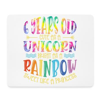 6 ans mignon comme une licorne brillant comme A - Tapis de souris (format paysage) - blanc - Devant